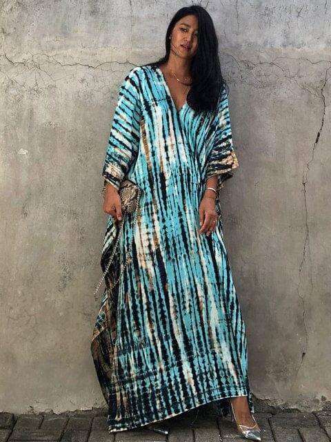 Women's blue boho beach cover up