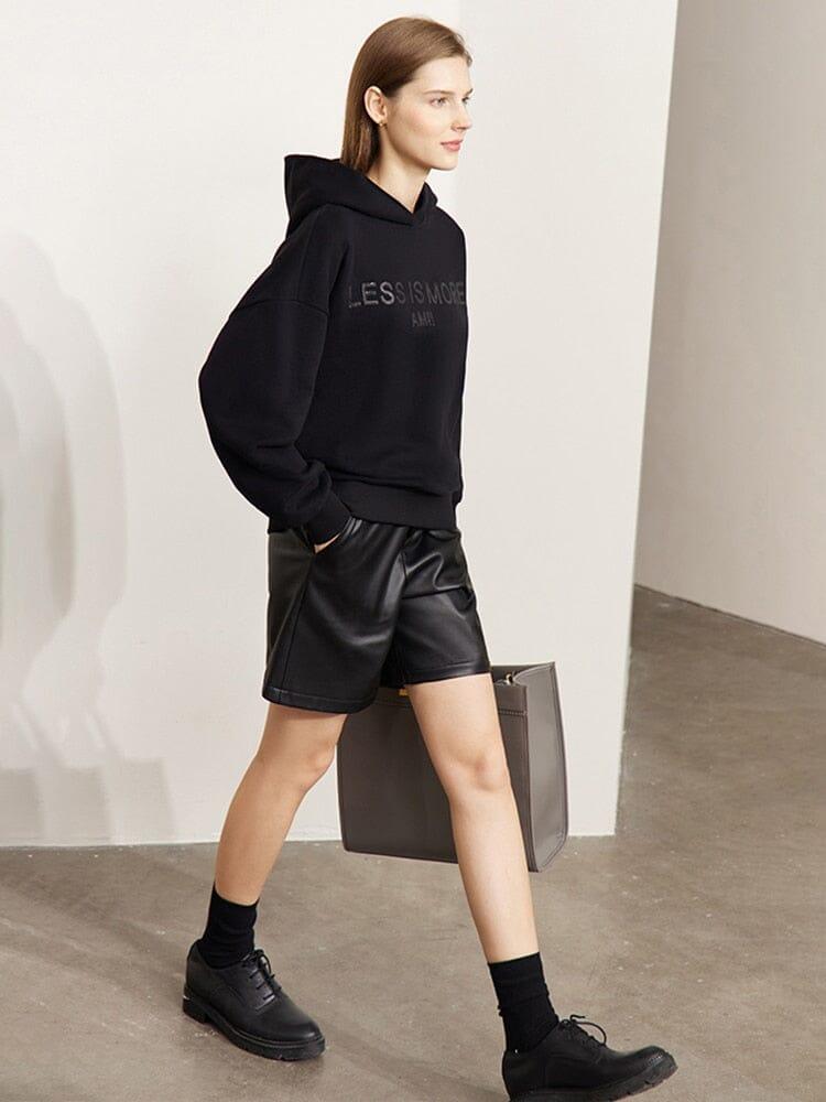 Women's black embroidered hoodie