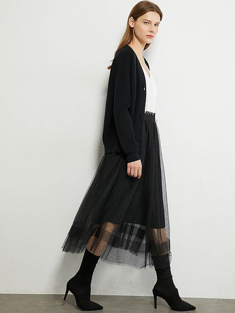 Women's black -neck cardigans